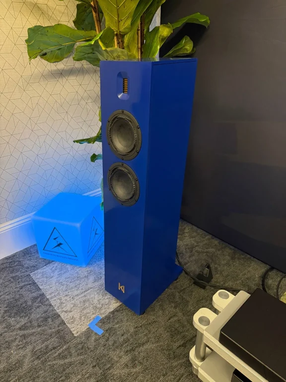 The Kroma Thais Loudspeakers in the Boyer room at the Audio Show Deluxe.