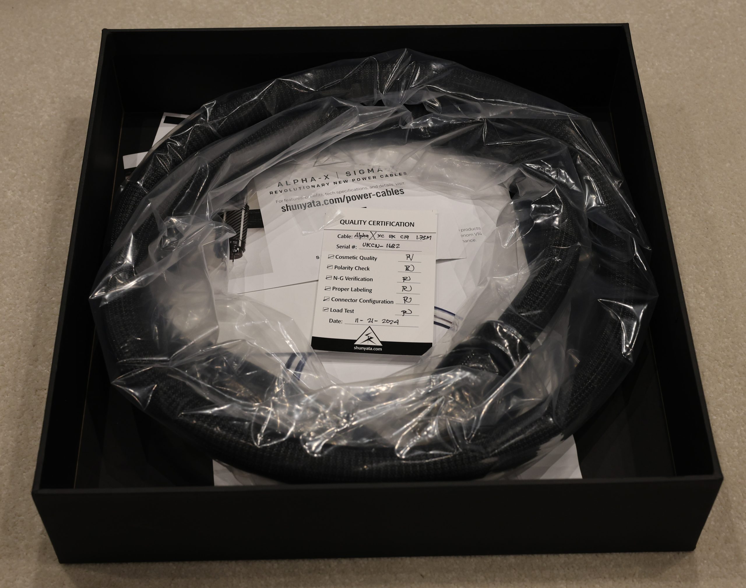 Shunyata Alpha X XC C19 Power Cable @ Audio Therapy