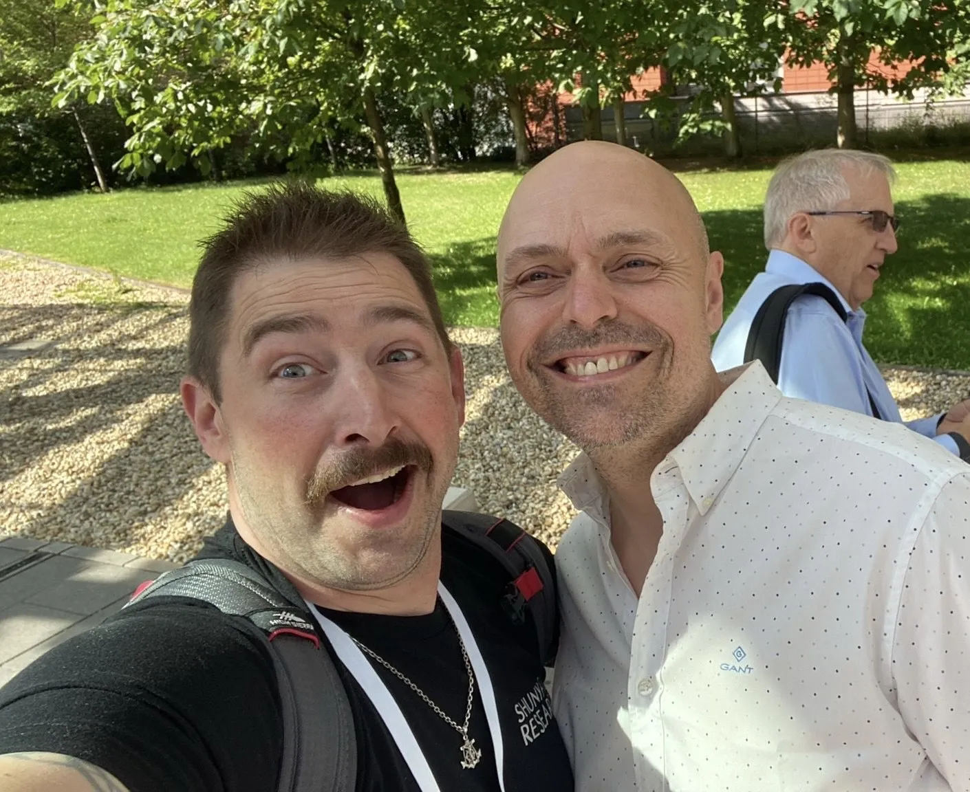 David from Audiotherapy with a friend from Shunyata Research at Vienna High End 2026.
