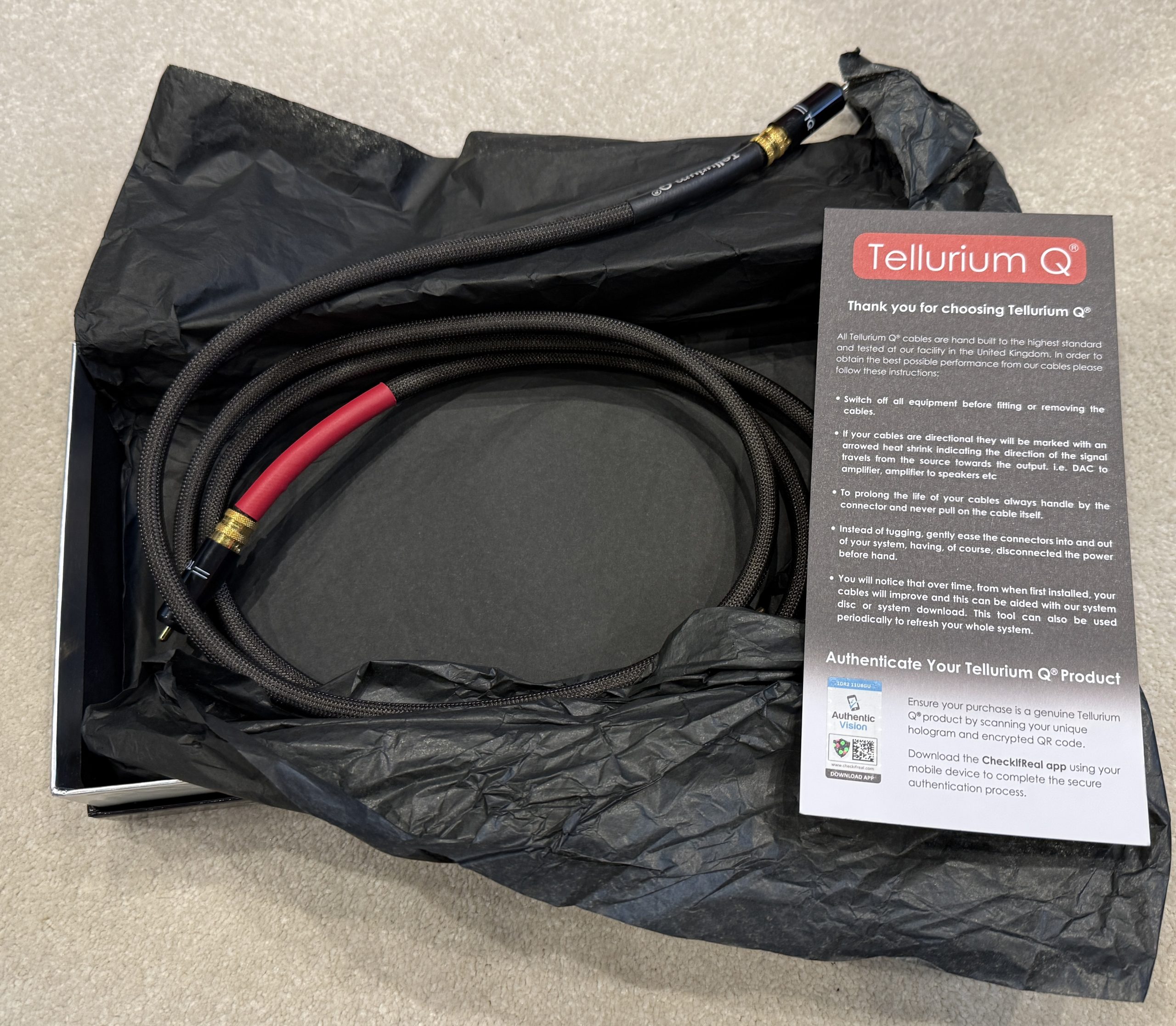 Tellurium Q Black Diamond RCA Interconnect @ Audio Therapy